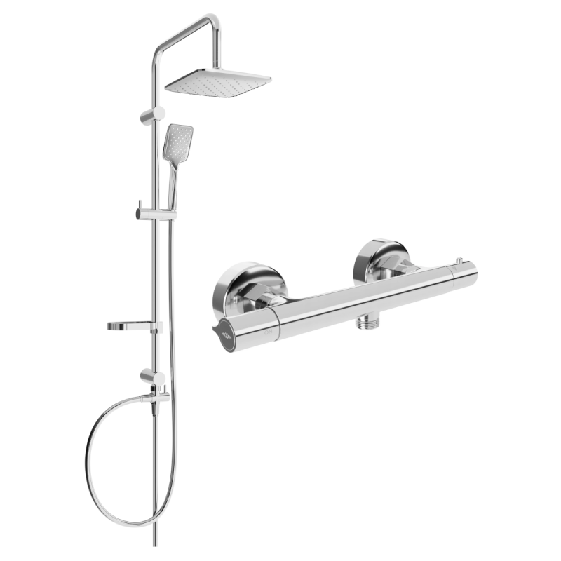 Mexen Slim Sven conjunto de duche externo com chuveiro de teto e misturadora termostática, cromado - 77105262-00