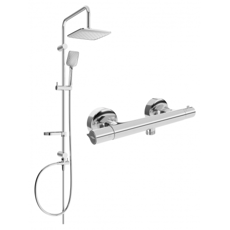 Mexen Sven Aufputz-Duschset mit Regendusche und Thermostat-Duschbatterie Slim, Chrom - 77105262-00