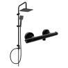 Mexen Slim Conjunto de duche de superfície Tord com chuveiro de teto e misturadora de duche termostática, preto - 77105200-70