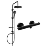 Mexen Erik Aufputz-Duschset mit Regenbrause und thermostatischer Duscharmatur Slim, schwarz - 77105205-70