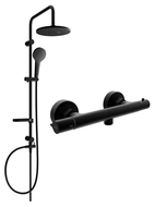 Mexen Erik ensemble de douche apparent avec pomme de douche et robinet thermostatique Slim, noir - 77105205-70
