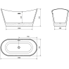 Mexen Montana freestanding bathtub 150 x 75 cm, white/black, rose gold overflow - 52011507575-60