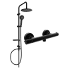 Mexen Carl Überputz-Duschset mit Regenbrause und thermostatischer Duscharmatur Slim, schwarz - 77105240-70