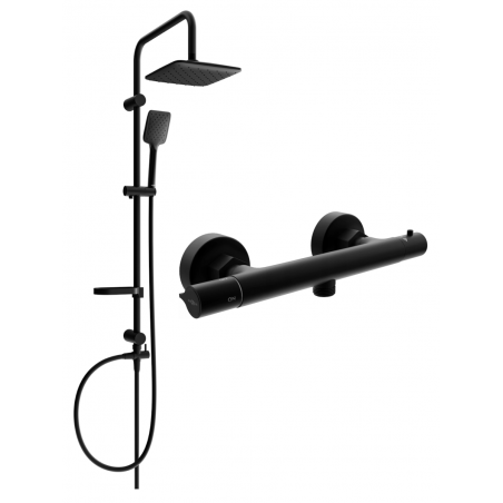 Mexen Slim Sven exposed shower set with rain shower and thermostatic shower mixer, black - 77105262-70