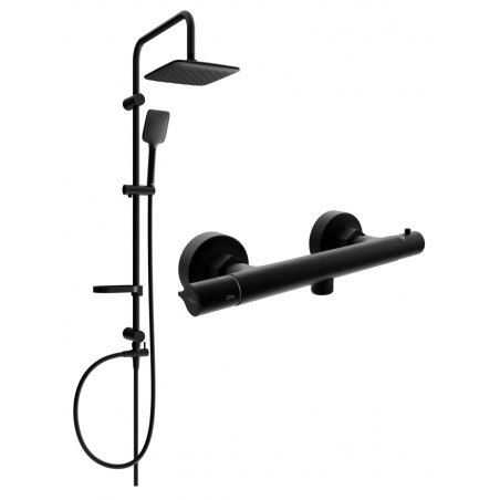 Mexen Sven opbouwdouche set met regen-douchekop en thermostatische douchkraan Slim, zwart - 77105262-70