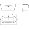 Mexen Montana vrijstaande badkuip 170 x 80 cm, wit, overloop chroom - 52011708000-01