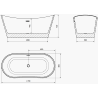 Mexen Montana freestanding bathtub 170 x 80 cm, white, brushed gold overflow - 52011708000-55