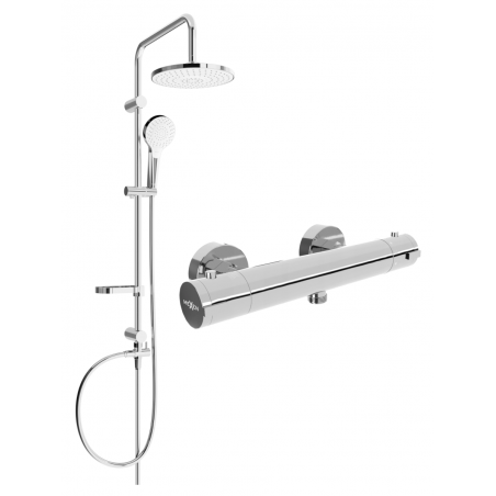 Mexen Erik Aufputz-Duschset mit Regenduschkopf und thermostatischer Duscharmatur Kai, Chrom - 77100205-00