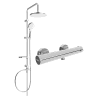 Mexen Erik Exposed Shower Set with Rain Shower and Kai Thermostatic Mixer, Chrome - 77100205-00