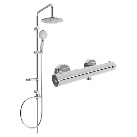 Mexen Carl conjunto de ducha para montaje en pared con rociador y grifo de ducha termostático Kai, cromo - 77100240-00