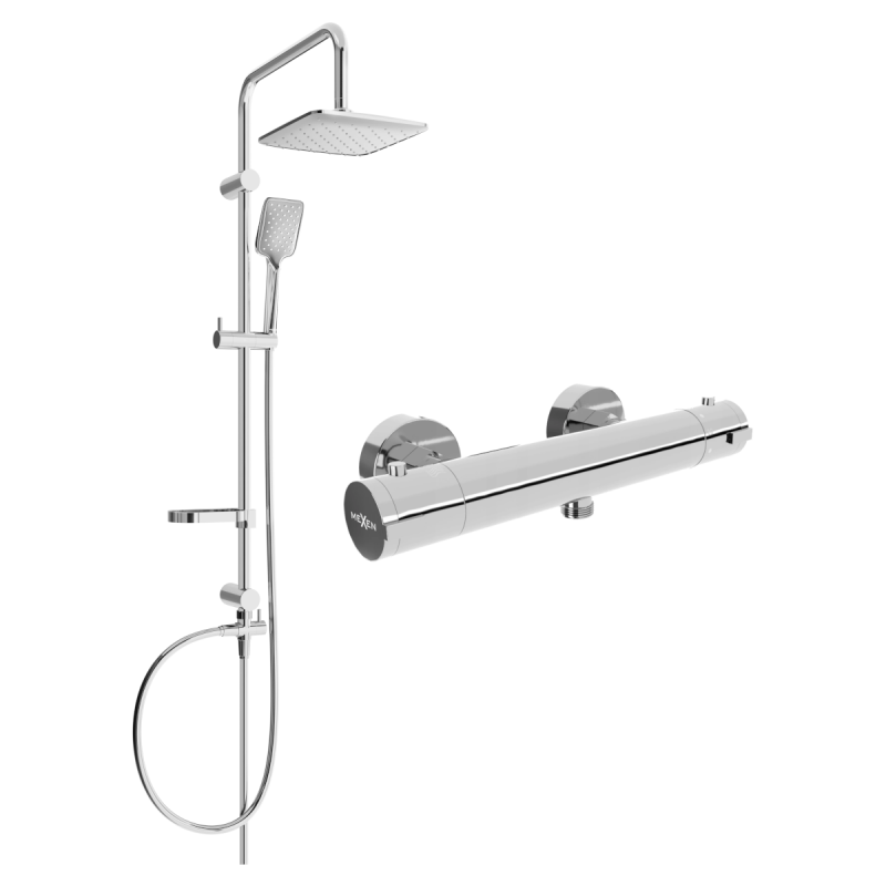 Mexen Kai Sven conjunto de ducha externo con cabezal de ducha y grifo termostático, cromo - 77100262-00