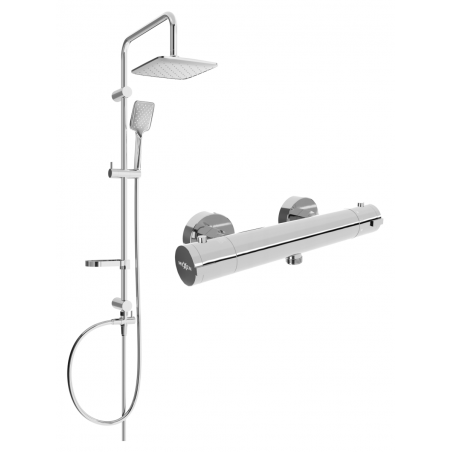 Mexen Kai Sven ensemble de douche apparent avec pommeau de douche et mitigeur thermostatique, chromé - 77100262-00