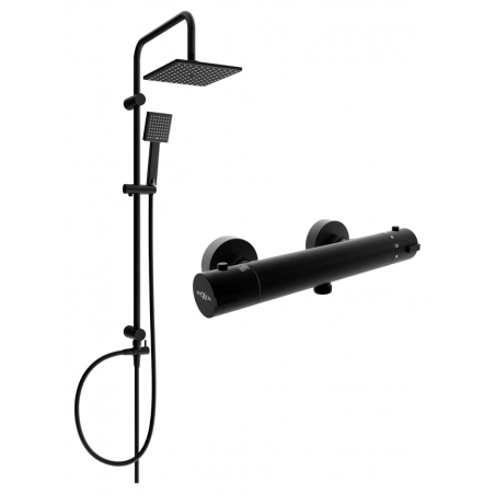 Mexen Tord ensemble de douche apparent avec pomme de douche et mitigeur thermostatique Kai, noir - 77100200-70