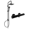 Mexen Tord exposed shower set with rain shower and Kai thermostatic shower mixer, black - 77100200-70