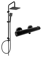 Mexen Tord Aufputz-Duschset mit Regenduschkopf und thermostatischer Duscharmatur Kai, schwarz - 77100200-70