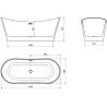 Mexen Montana 180 x 80 cm Free-Standing Bathtub, White, Gun Metal Overflow - 52011808000-95