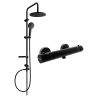 Mexen Erik Aufputz-Duschset mit Regenduschkopf und thermostatischer Duscharmatur Kai, schwarz - 77100205-70