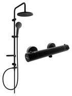 Mexen Erik conjunto de ducha exterior con rociador y grifo de ducha termostático Kai, negro - 77100205-70