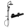 Mexen Carl exposed shower set with rain shower head and Kai thermostatic shower faucet, black - 77100240-70