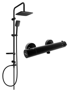 Mexen Sven surface-mounted shower set with rain shower and Kai thermostatic shower mixer, black - 77100262-70