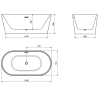 Mexen Luna vrijstaande badkuip 150 x 75 cm, wit, chroom overloop - 52031507500-01