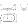 Mexen Luna freistehende Badewanne 150 x 75 cm, weiß, schwarzer Überlauf - 52031507500-70