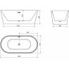 Mexen Luna vrijstaande badkuip 160 x 75 cm, wit, overloop chroom - 52031607500-01