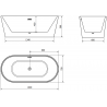 Mexen Luna vrijstaande badkuip 160 x 75 cm, wit, overloop gouden geborsteld - 52031607500-55