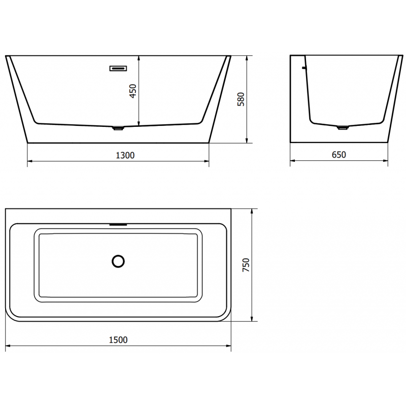 Mexen Volta bañera exenta empotrada 150 x 75 cm, blanca, rebosadero níquel cepillado - 51131507500-97