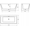 Mexen Volta vrijstaande wandbad 150 x 75 cm, wit/zwart, chroom overloop - 51131507575-01