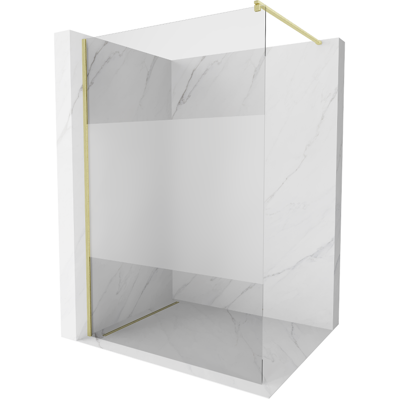 Mexen Kioto douchewand Walk-in 100 x 200 cm, transparant/frost 8 mm, goud geborsteld - 800-100-101-55-35
