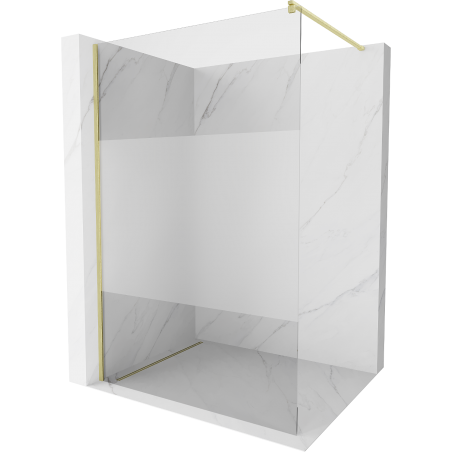 Mexen Kioto douchewand Walk-in 100 x 200 cm, transparant/frost 8 mm, goud geborsteld - 800-100-101-55-35