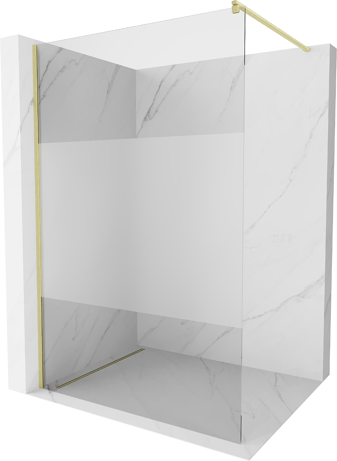 Mexen Kioto ścianka prysznicowa Walk-in 100 x 200 cm, transparent/szron 8 mm, złota szczotkowana - 800-100-101-55-35