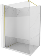Mexen Kioto Staklena pregrada za tuš Walk-in 100 x 200 cm, prozirna/mat 8 mm, zlatna četkana - 800-100-101-55-35