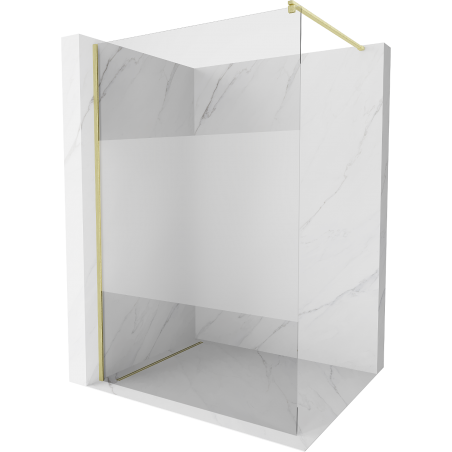 Mexen Kioto paroi de douche Walk-in 110 x 200 cm, transparent/opaque 8 mm, doré brossé - 800-110-101-55-35