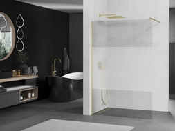 Mexen Kioto tuš pregrada Walk-in 120 x 200 cm, prozirno/mat 8 mm, zlatna četkana - 800-120-101-55-35