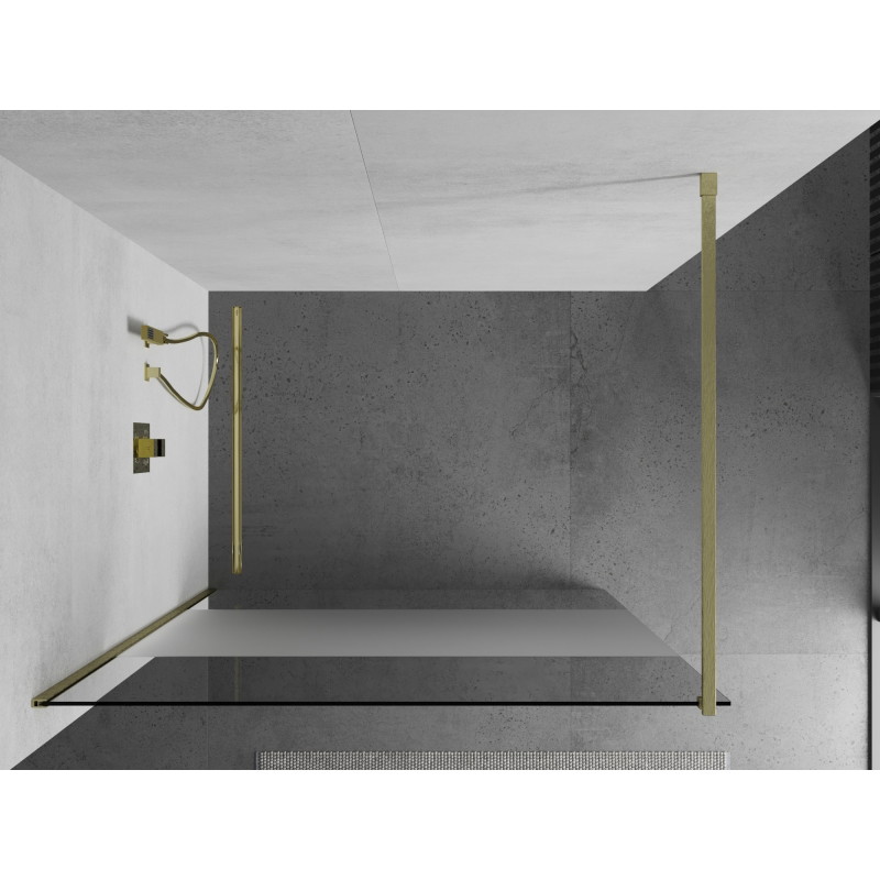Mexen Kioto dušisein Walk-in 130 x 200 cm, läbipaistev/matt 8 mm, kuldne harjatud - 800-130-101-55-35