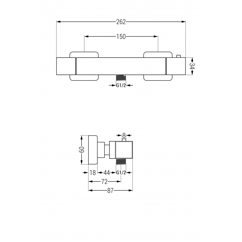 Mexen Cube Sven opbouw doucheset met regendouche en thermostatische douchekraan, zwart - 77200262-70