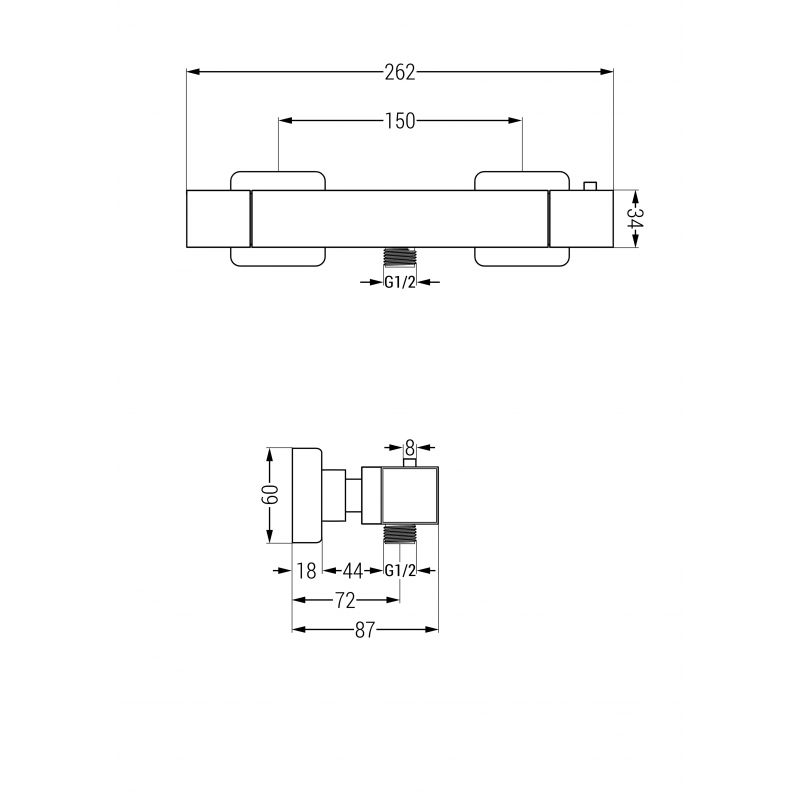 Mexen Sven set doccia esterno con soffione e miscelatore termostatico Cube, nero - 77200262-70