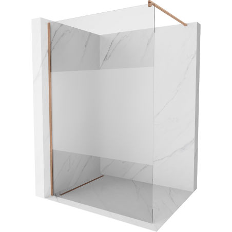 Mexen Kioto Duschwand Walk-in 90 x 200 cm, transparent/frost 8 mm, gebürstetes Kupfer - 800-090-101-65-35