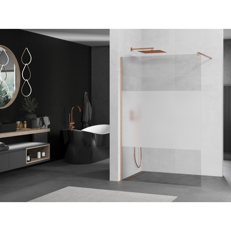 Mexen Kioto dušisein Walk-in 90 x 200 cm, läbipaistev/looritatud 8 mm, harjatud vask - 800-090-101-65-35
