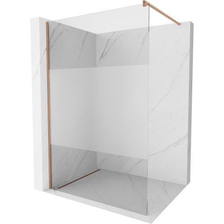 Mexen Kioto Duschwand Walk-in 100 x 200 cm, transparent/frostig 8 mm, gebürstetes Kupfer - 800-100-101-65-35