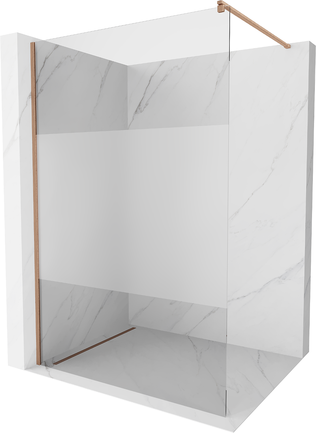 Mexen Kioto ścianka prysznicowa Walk-in 100 x 200 cm, transparent/szron 8 mm, miedź szczotkowana - 800-100-101-65-35