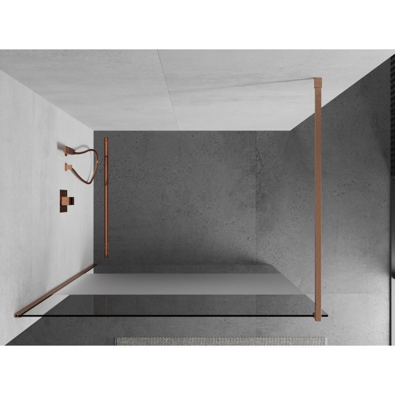 Mexen Kioto mampara de ducha Walk-in 110 x 200 cm, transparente/escarcha 8 mm, cobre cepillado - 800-110-101-65-35