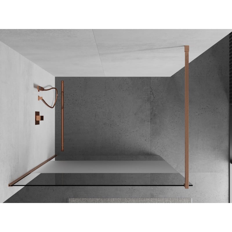 Mexen Kioto panel de ducha Walk-in 120 x 200 cm, transparente/escarchado 8 mm, cobre cepillado - 800-120-101-65-35