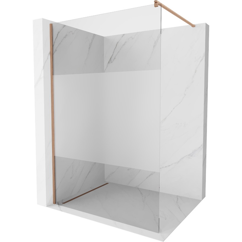 Mexen Kioto dušiseina Walk-in 130 x 200 cm, läbipaistev/jäätunud 8 mm, harjatud vask - 800-130-101-65-35