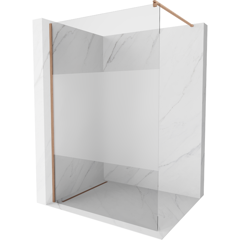 Mexen Kioto Walk-in Shower Wall 130 x 200 cm, Transparent/Frosted 8 mm, Brushed Bronze - 800-130-101-65-35