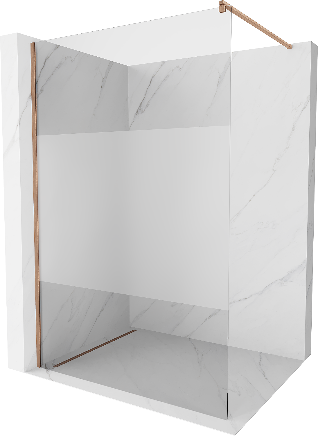 Mexen Kioto ścianka prysznicowa Walk-in 130 x 200 cm, transparent/szron 8 mm, miedź szczotkowana - 800-130-101-65-35