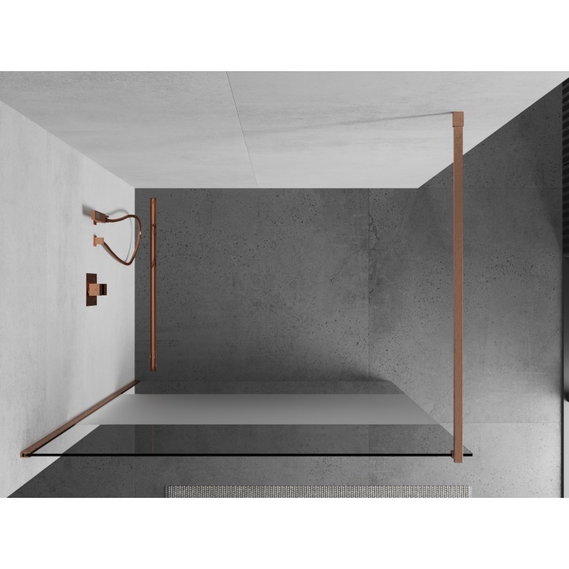 Mexen Kioto ścianka prysznicowa Walk-in 140 x 200 cm, transparent/szron 8 mm, miedź szczotkowana - 800-140-101-65-35