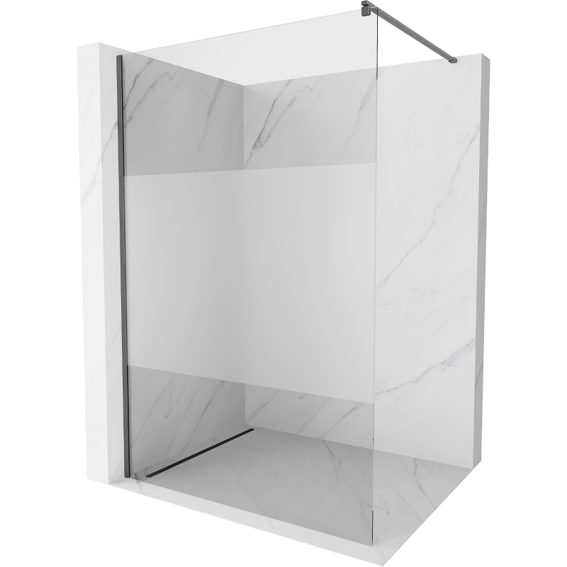 Mexen Kioto Duschwand Walk-in 70 x 200 cm, transparent/Mattglas 8 mm, gebürstetes Gun Gray - 800-070-101-66-35